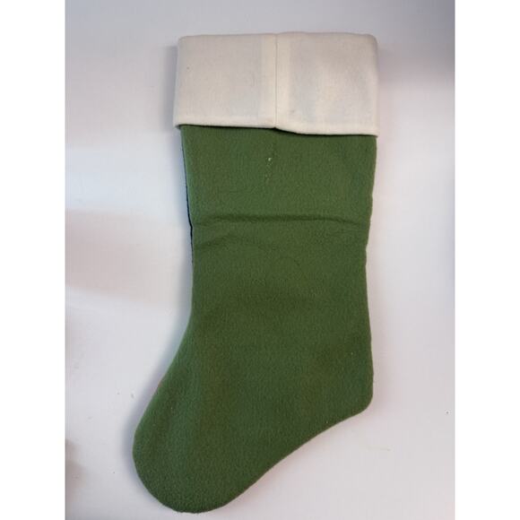 Santa With Xmas Tree Felt Christmas Stocking 20" Fleece Appliques - Picture 6 of 6